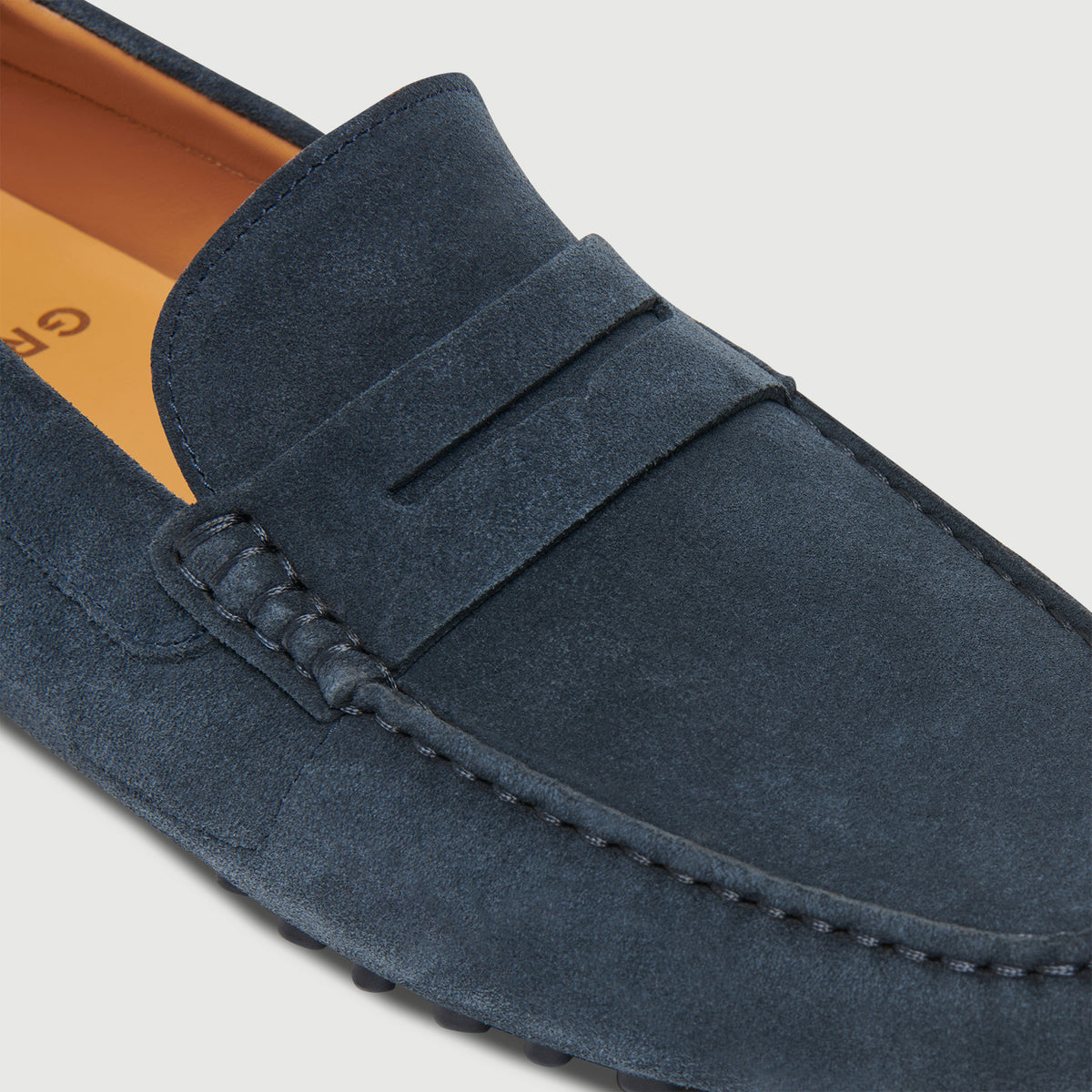 Greats Corsa Driver Hand Sewn Penny Loafers Navy Suede Leather Moccasin Men’s 11 close main image 2
