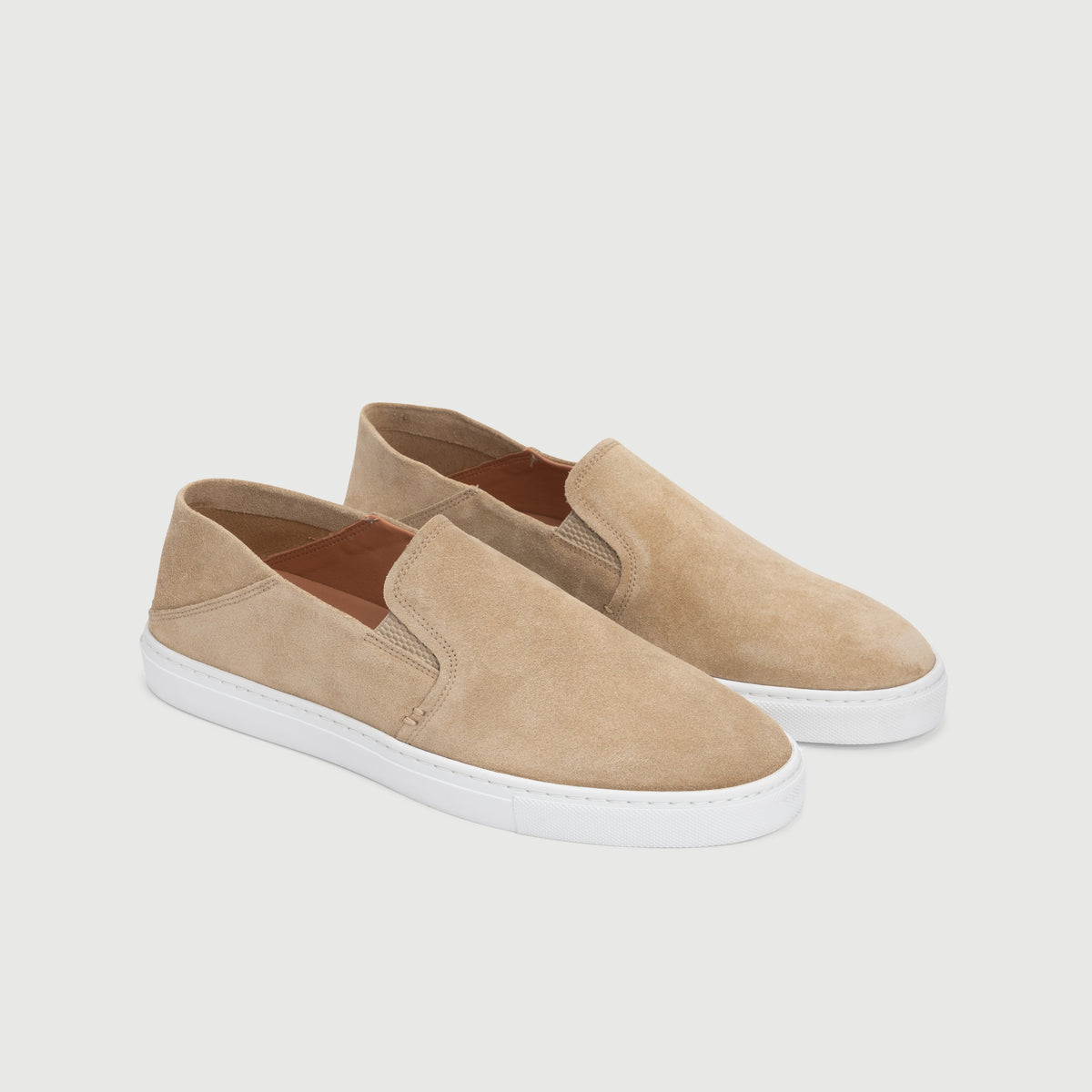 Men\'s Casual Slip-On Leather Sneakers in Tan Men`s Beige Casual Slip-On – Fabco Shoes main image 3