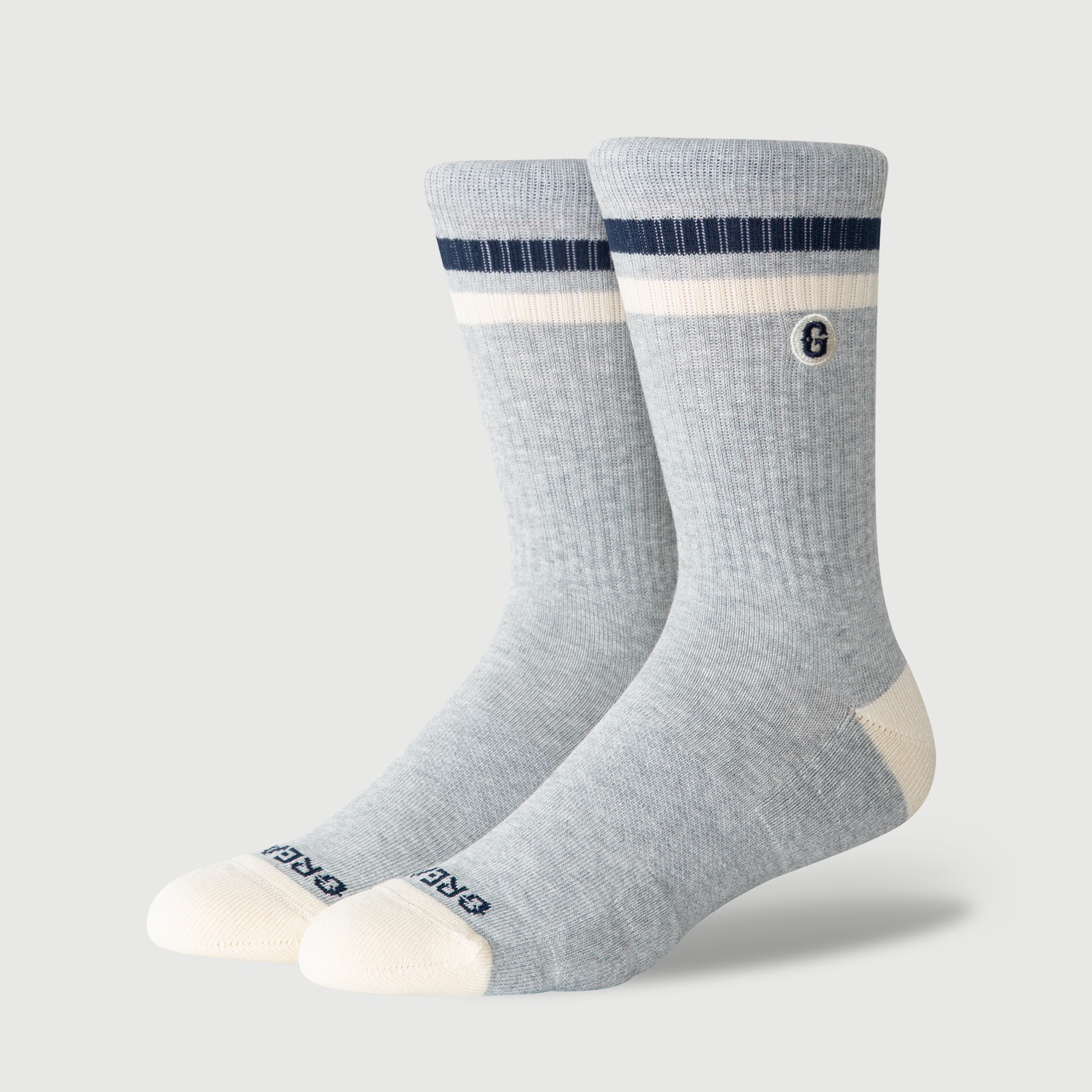 GREATS The Varsity Crew Sock - Grey Heather at GREATS